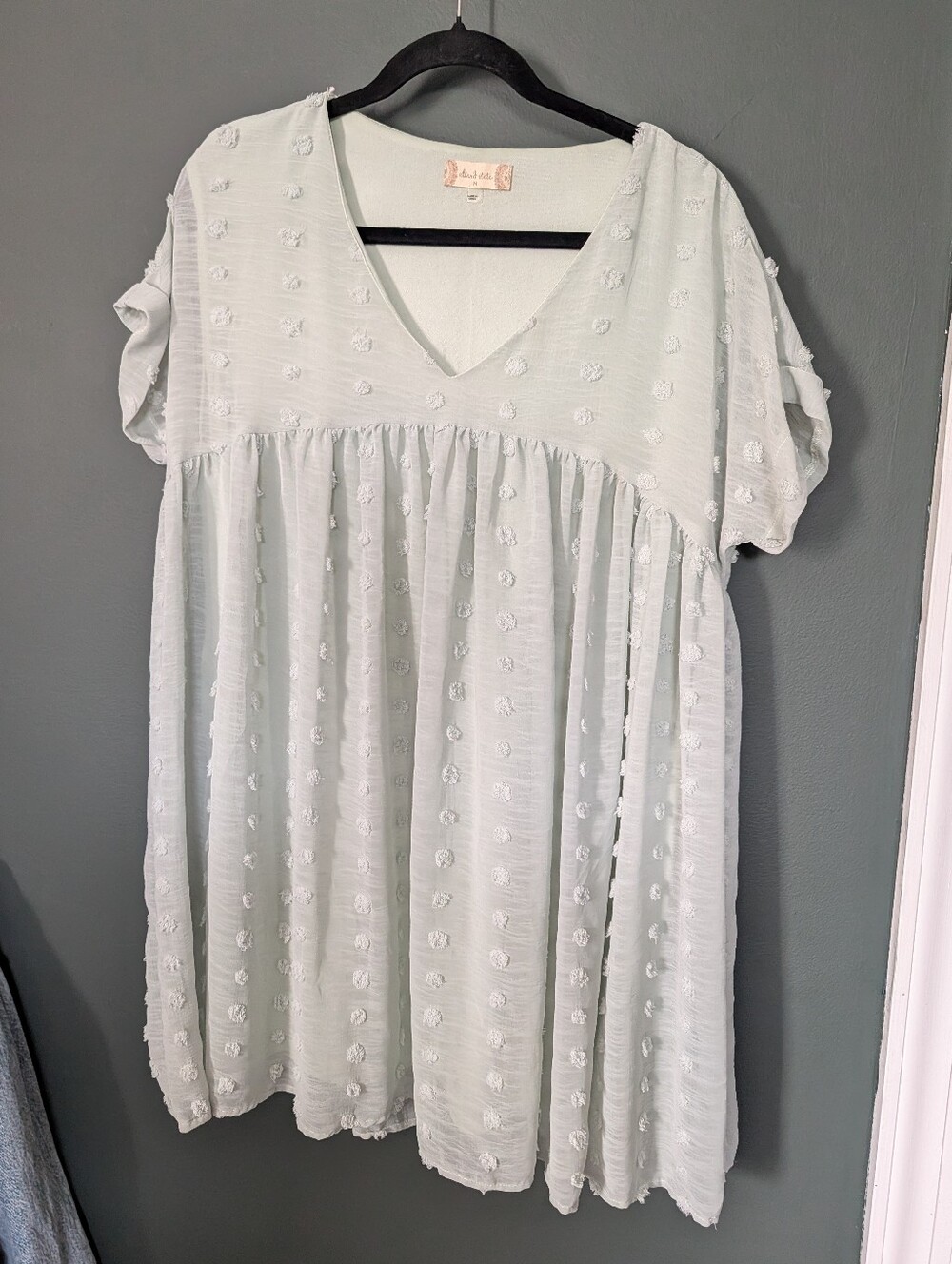 Altar'd State Light Mint Swiss Dot V-Neck Dress 🩵